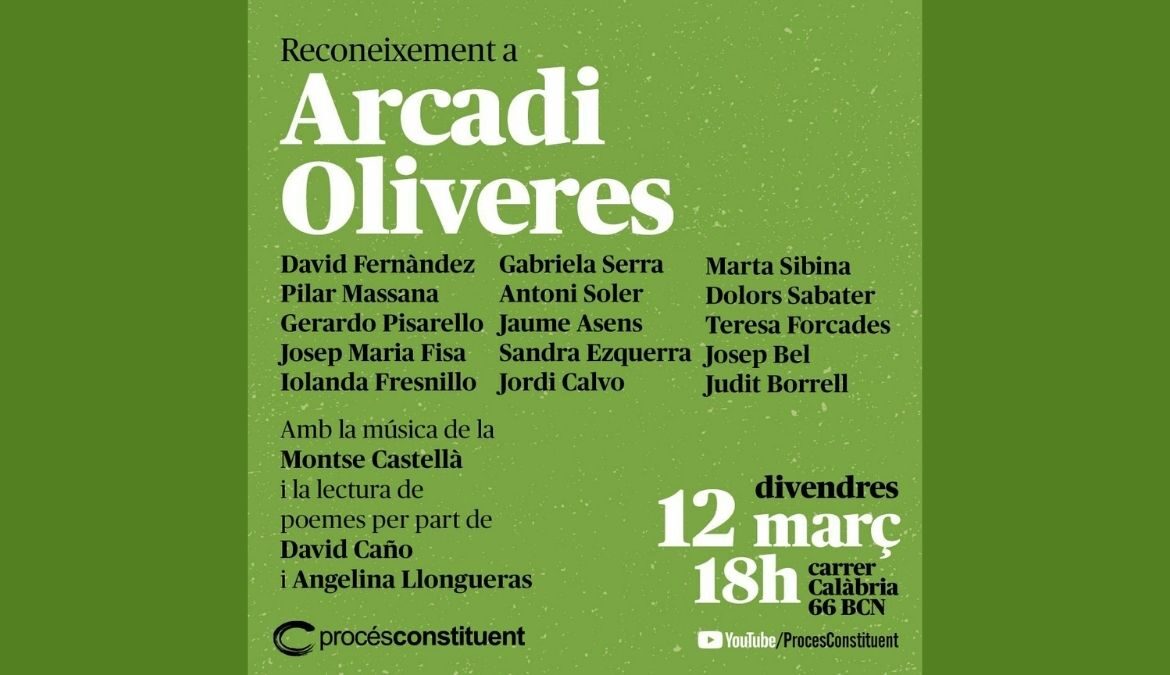 Acte de reconeixement a Arcadi Oliveres organitzat per Procés Constituent